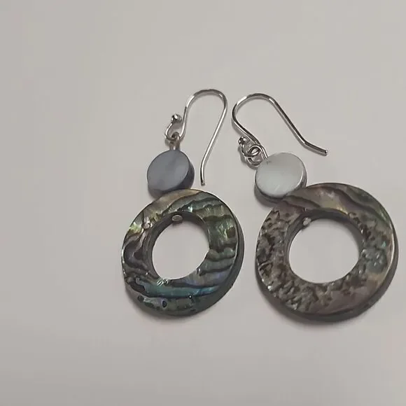 Abalone Shell Earrings Dangle - Picture 2 of 3
